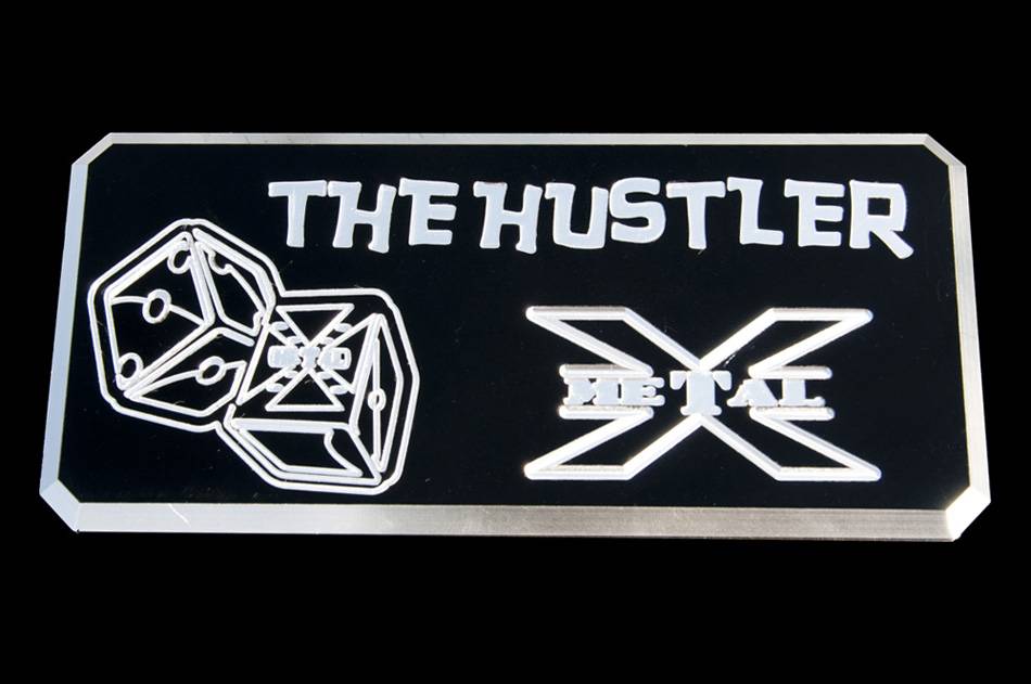 T-REX Grilles - ALL Most Vehicles The Hustler Series - Body Side Badges - 1 Pc - Black/ Machine - Pt # 6901013