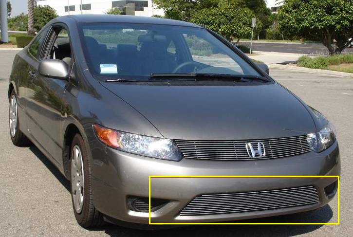 T-REX Grilles - 2006-2008 Honda Civic Coupe Billet Bumper Grille, Polished, 1 Pc, Overlay - Part # 25736