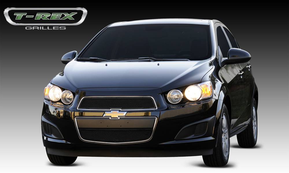 T-REX Grilles - Chevrolet Sonic Upper Class Mesh Grille - 2 Pc - All Black - Pt # 51132