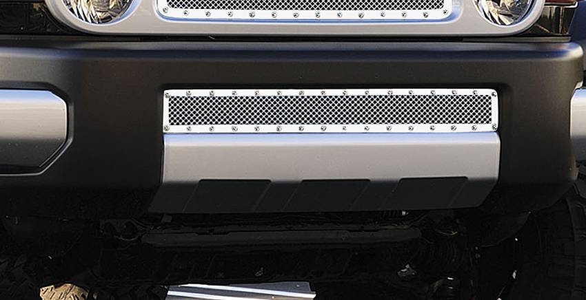 T-REX Grilles - 2007-2014 Toyota FJ Cruiser X-Metal Bumper Grille, Polished, 1 Pc, Overlay, Chrome Studs - Part # 6729320