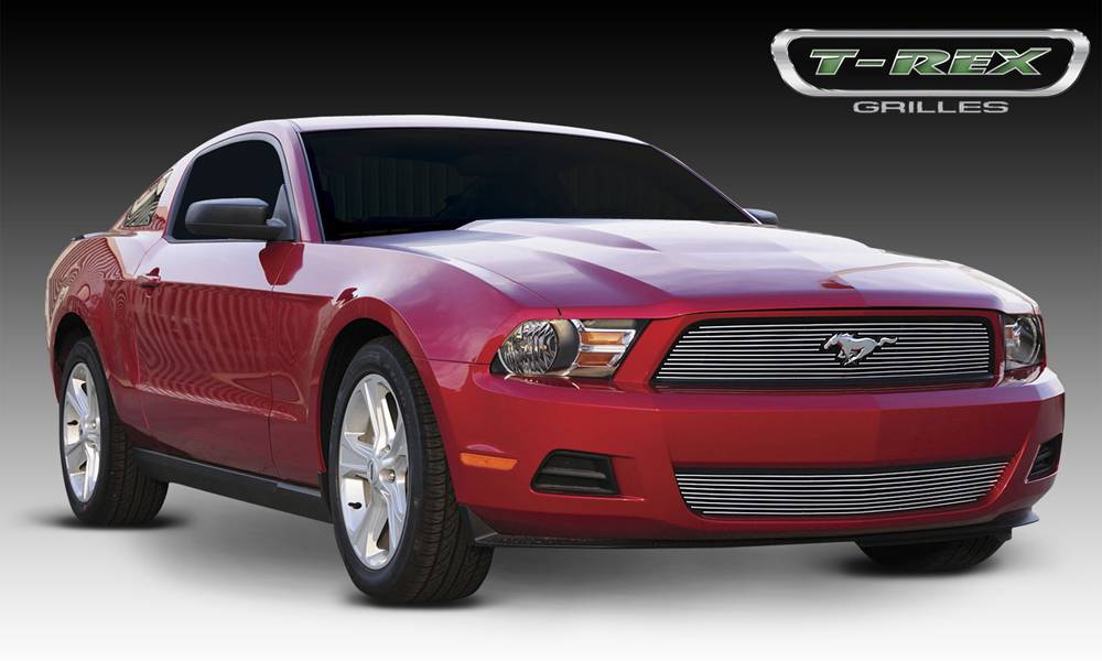 T-REX Grilles - Ford Mustang V6 - Base Model Billet Grille Overlay - 1 Pc - Base Models - w/o Logo Cut Out for Mustang (12 Bars) - - Pt # 21518