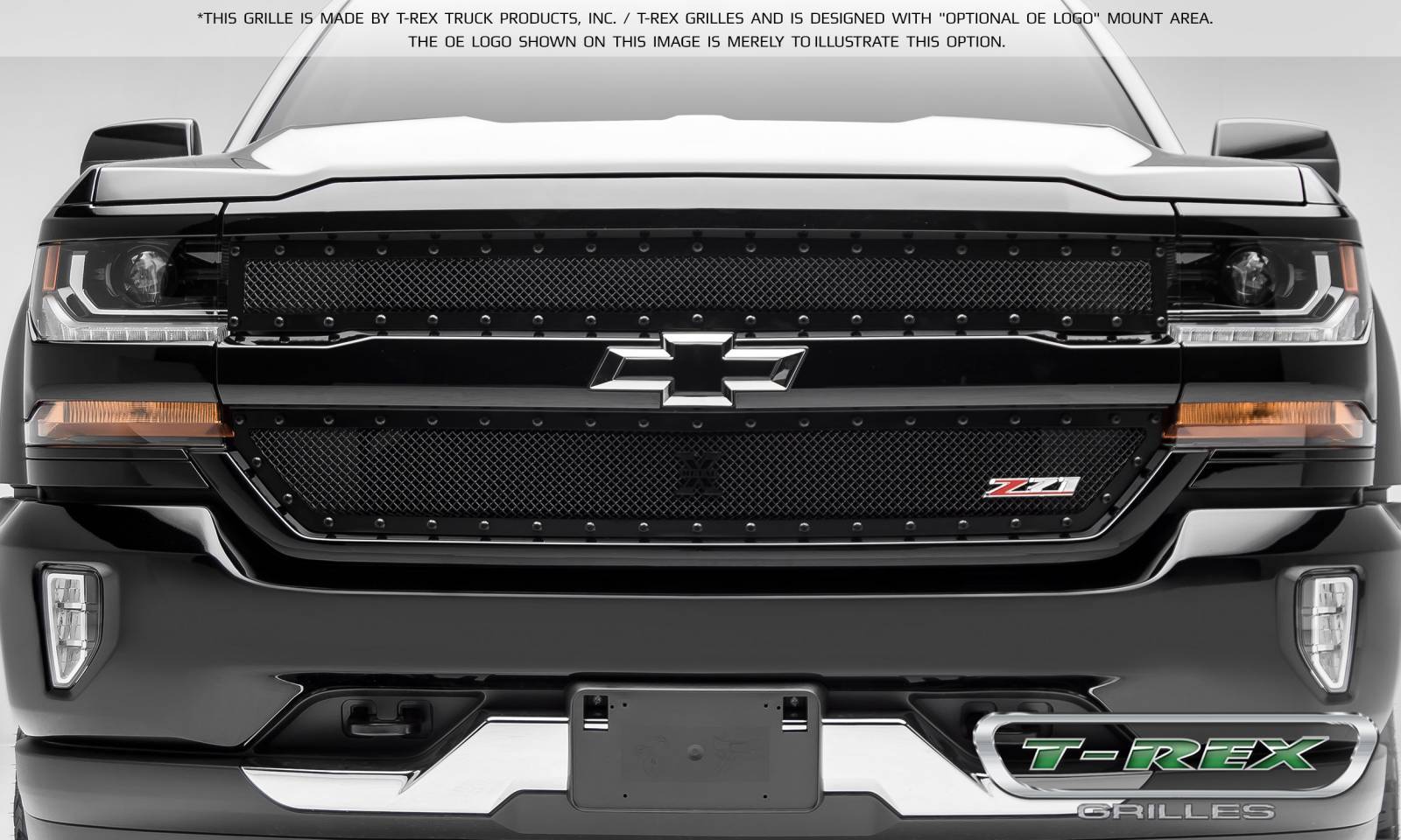 T-REX Grilles - 2016-2018 Silverado 1500 Z71 Stealth X-Metal Grille, Black, 2 Pc, Insert, Black Studs - Part # 6711241-BR