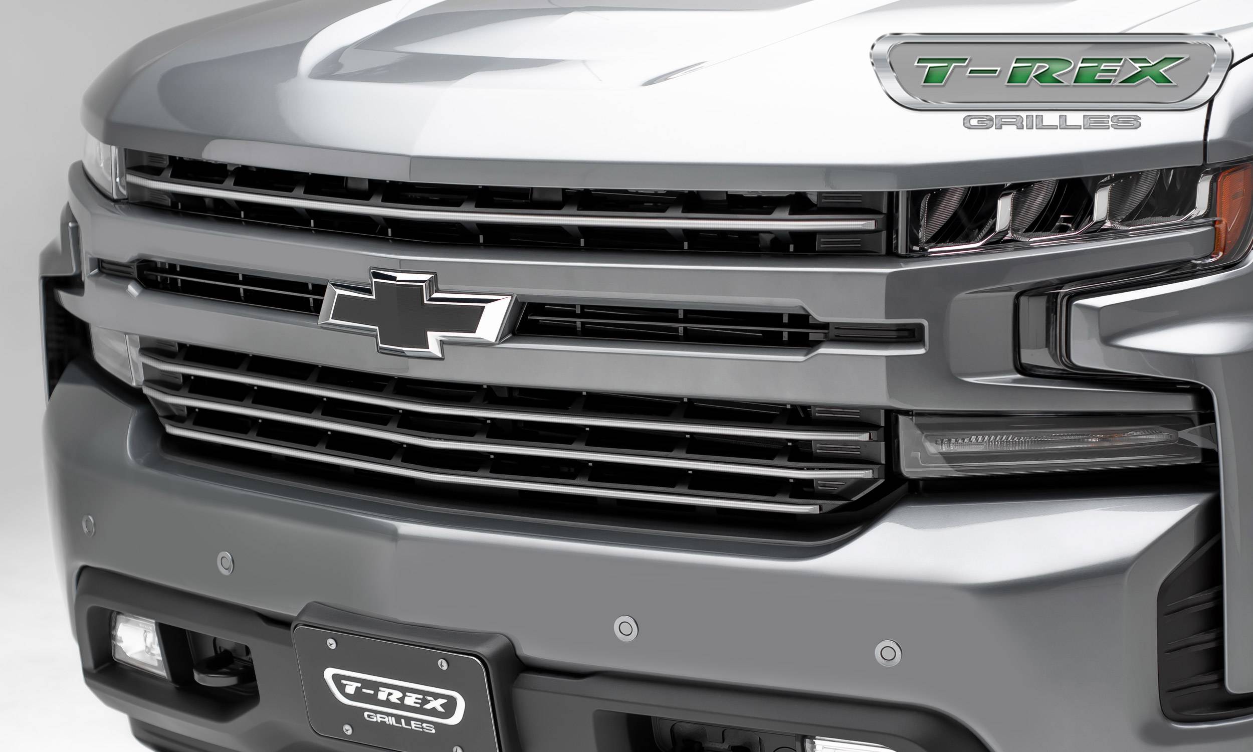 Chevrolet Silverado 1500 2019 Billet Grille, Horizontal Round, Brushed, Aluminum, 4 Pc, Overlay - Pt #6211233