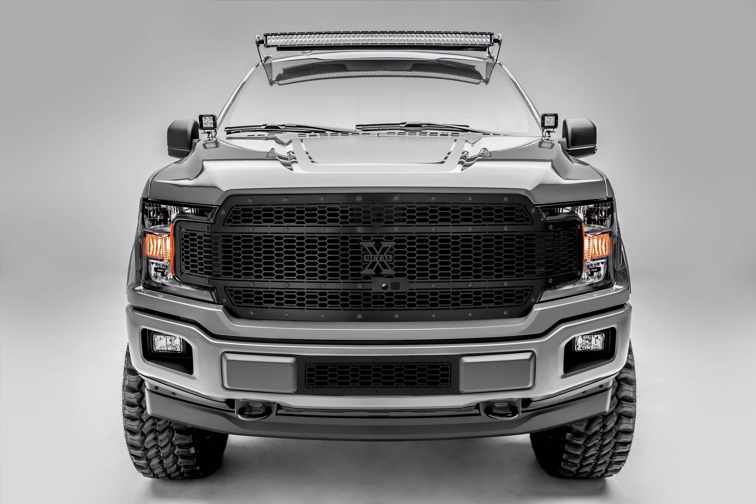 T-REX Grilles - 2018-2020 F-150 Stealth Laser X Grille, Black, 1 Pc, Replacement, Black Studs, Fits Vehicles with Camera - Part # 7715891-BR