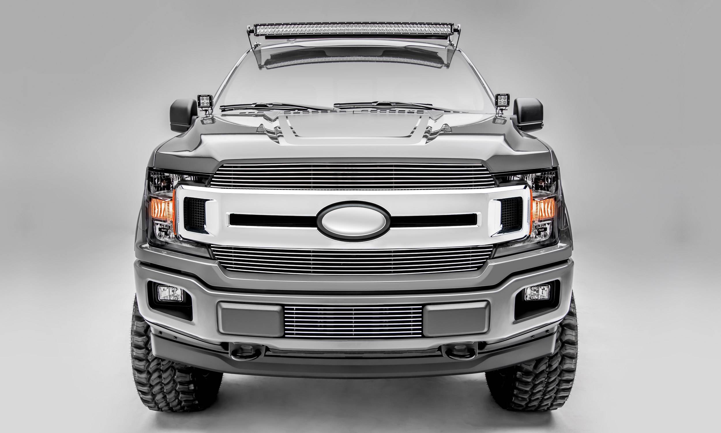 T-REX Grilles - 2018-2020 F-150 XLT, Lariat Billet Grille, Polished, 2 Pc, Insert, Does Not Fit Vehicles with Camera - Part # 20571