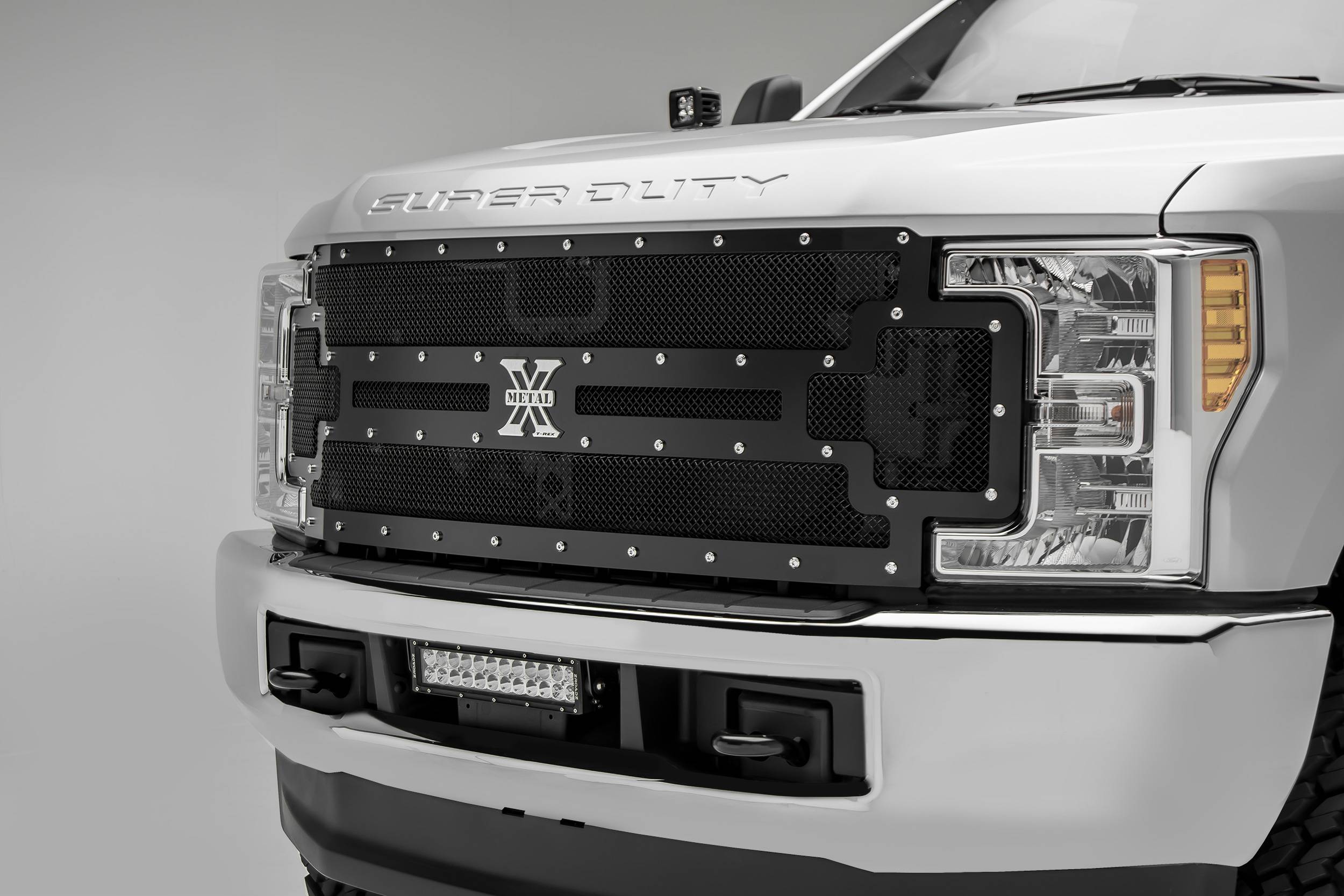 TRex Grilles 54564 Upper Class Small Mesh Stainless Polished Finish Side Vent Bolt-on for Ford Super Duty 