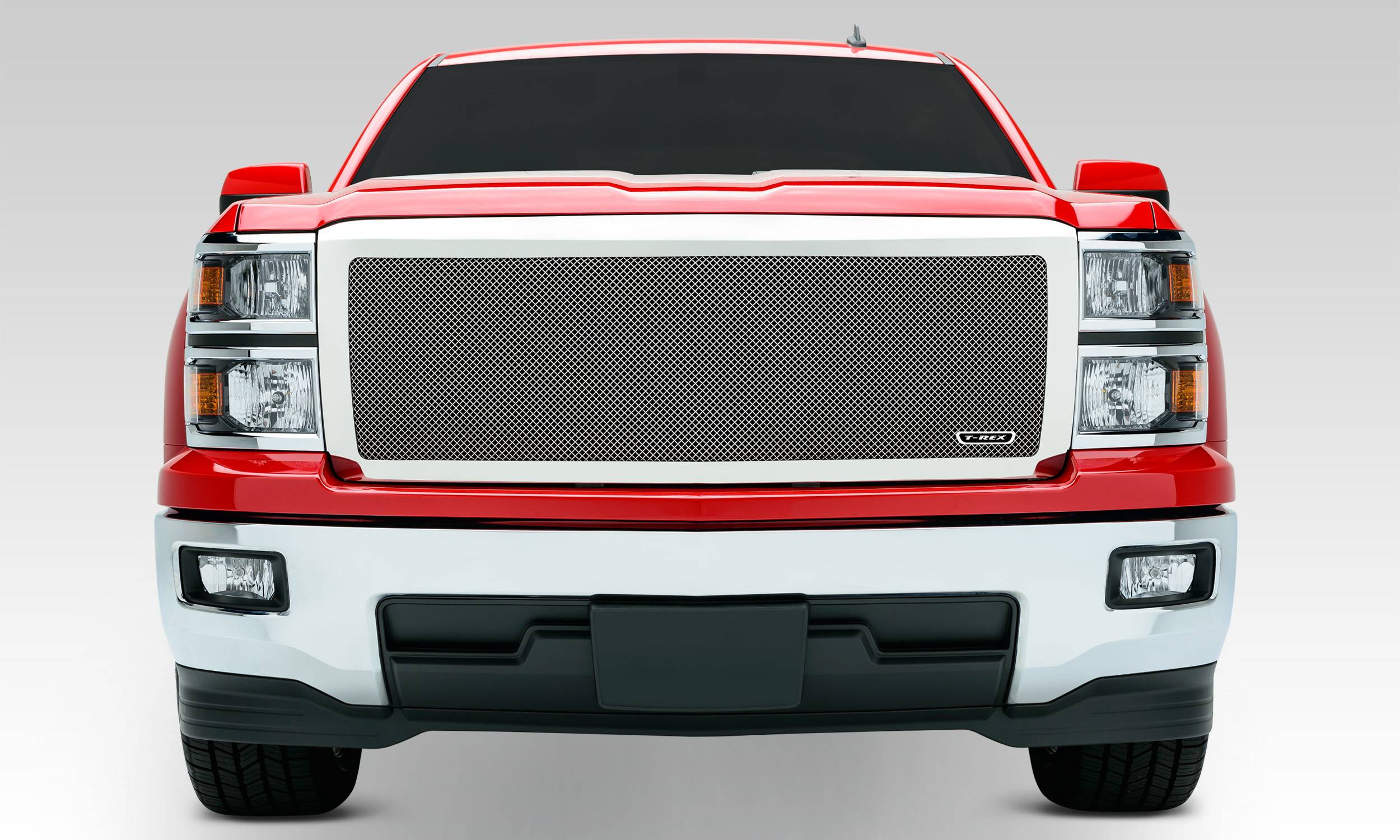 T-REX Grilles - 2014-2015 Silverado 1500 Upper Class Series Mesh Grille, Polished, 1 Pc, Replacement, Full Opening - Part # 54119
