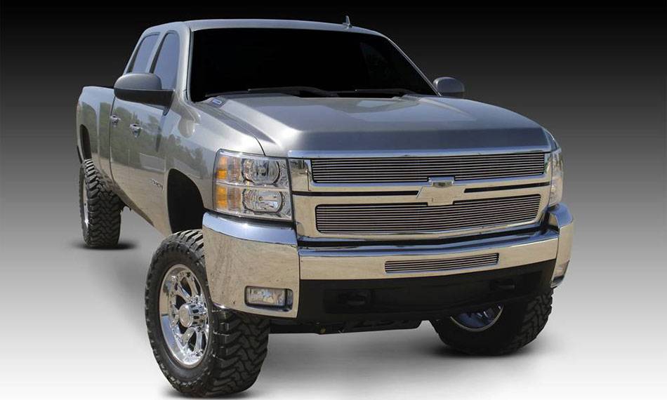 T-REX Grilles - 2007-2010 Silverado HD Billet Grille, Polished, 2 Pc, Overlay - Part # 21112
