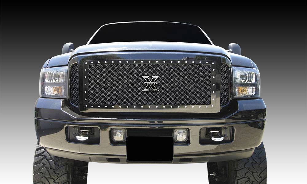 T-REX Grilles - 2005-2007 Super Duty, Excursion X-Metal Grille, Black, 3 Pc, Insert, Chrome Studs - Part # 6715611
