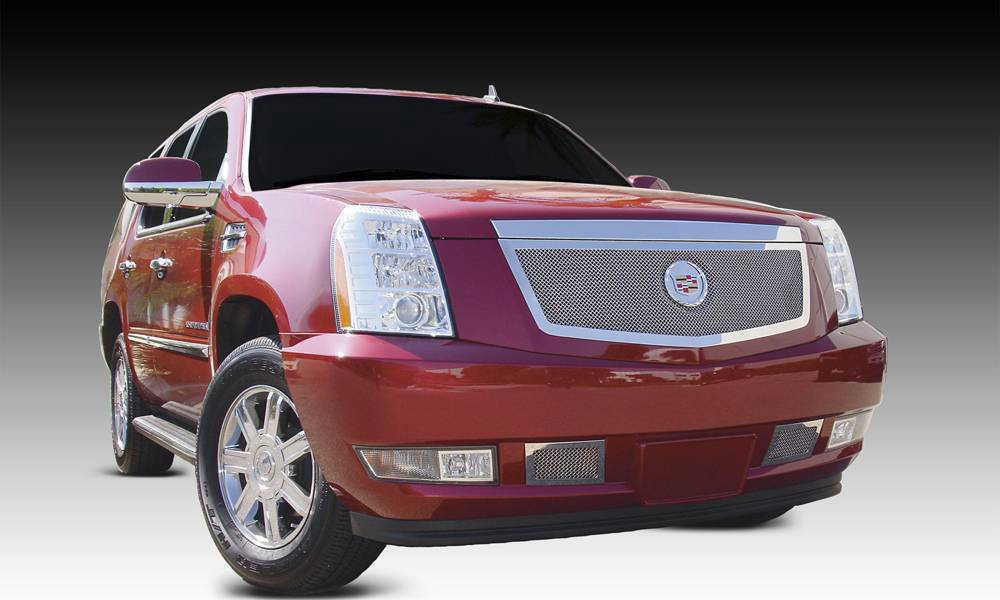 T-REX Grilles - 2007-2014 Escalade Upper Class Series Mesh Grille, Polished, 1 Pc, Insert, with Recessed Logo Area - Part # 54193