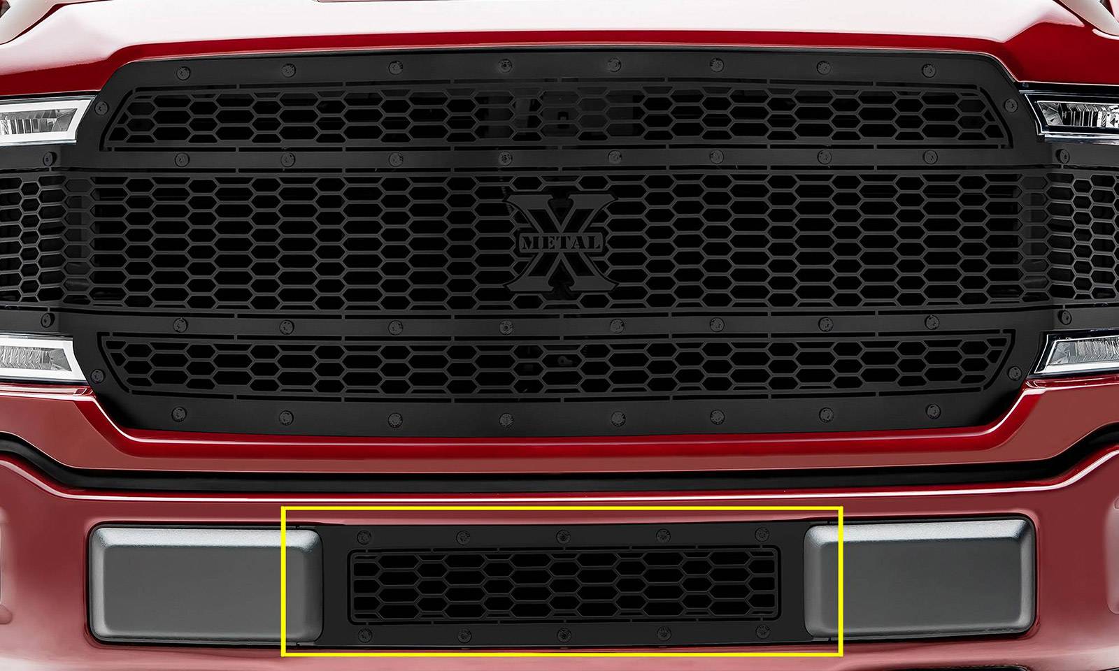 T-REX Grilles - 2018-2020 F-150 Limited, Lariat Stealth Laser X Bumper Grille, Black, 1 Pc, Overlay, Black Studs - Part # 7725891-BR