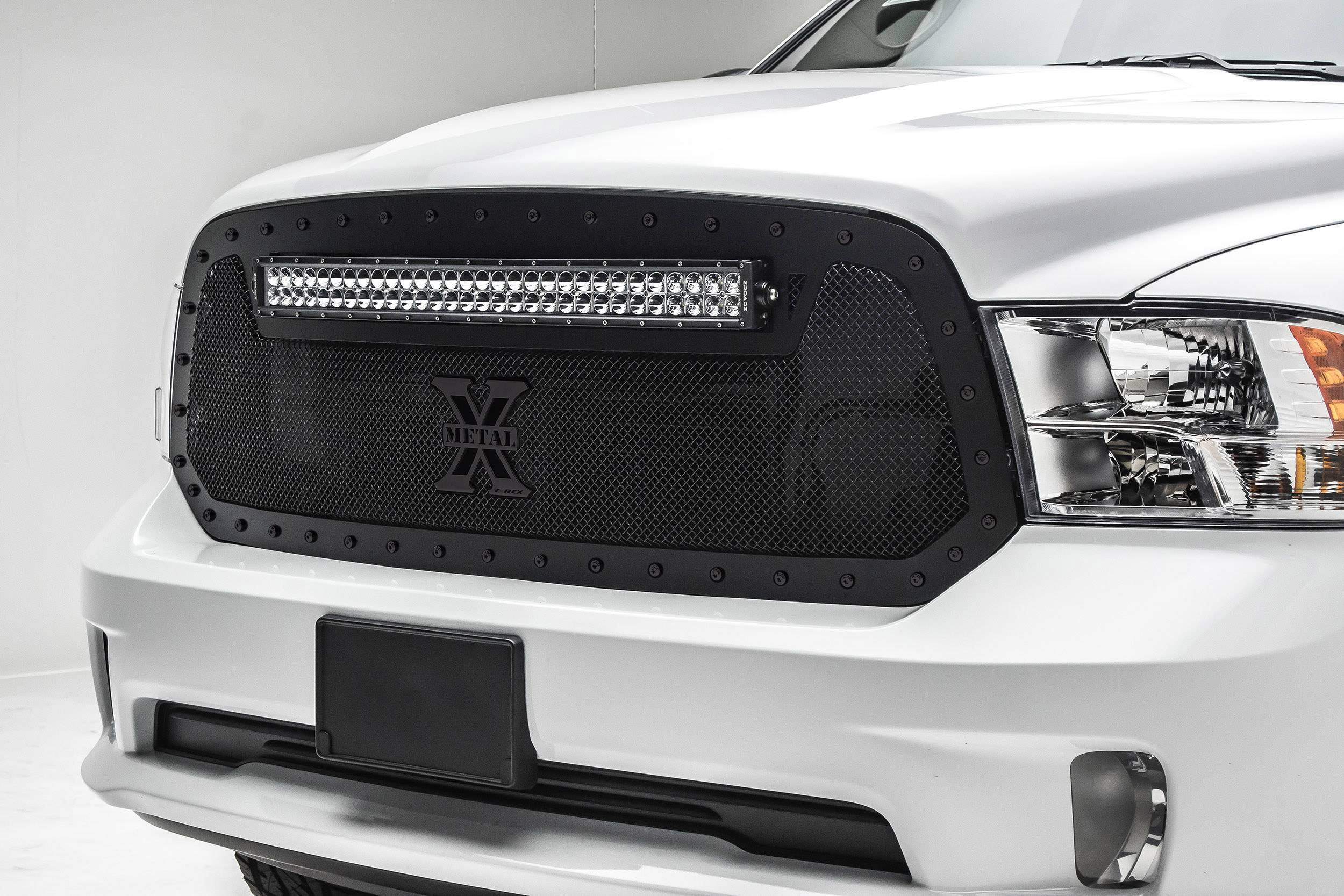 T-REX Grilles - 2013-2018 Ram 1500 Stealth Torch Grille, Black, 1 Pc, Replacement, Black Studs with (1) 30" LED - Part # 6314551-BR