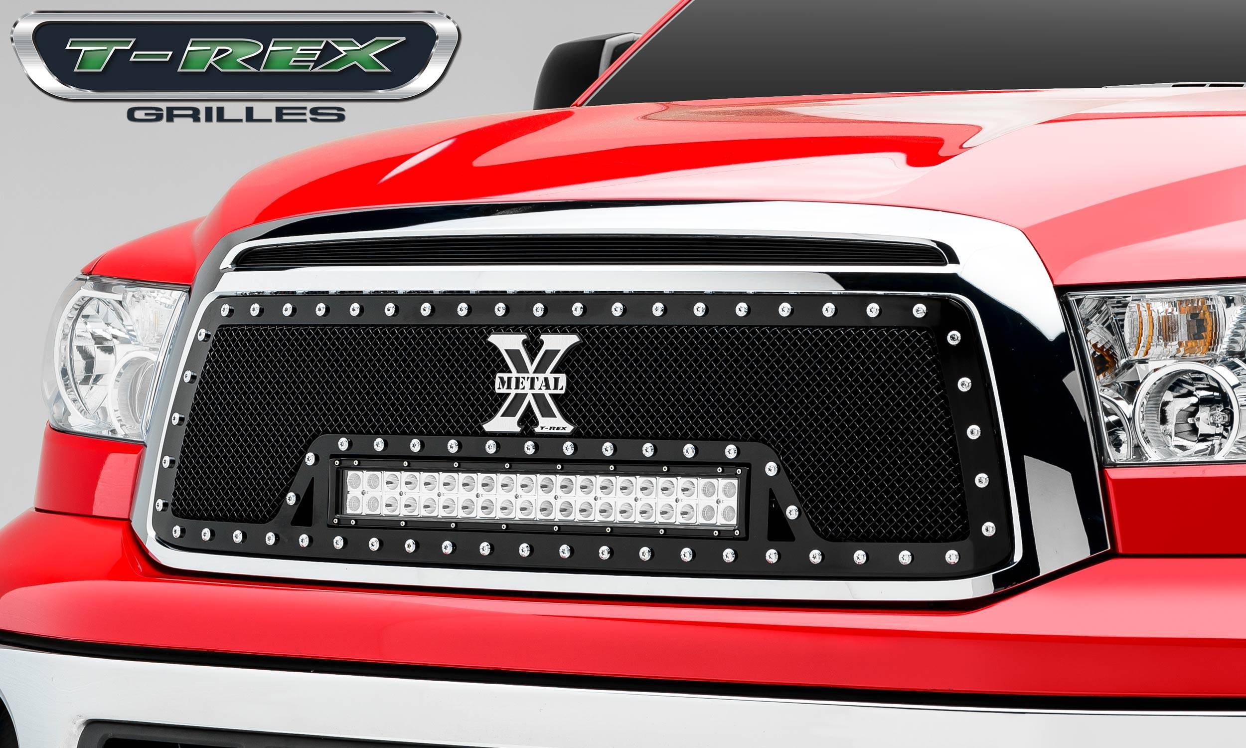 T-REX Grilles - 2010-2013 Tundra Torch Grille, Black, 1 Pc, Insert, Chrome Studs with (1) 20" LED - Part # 6319631