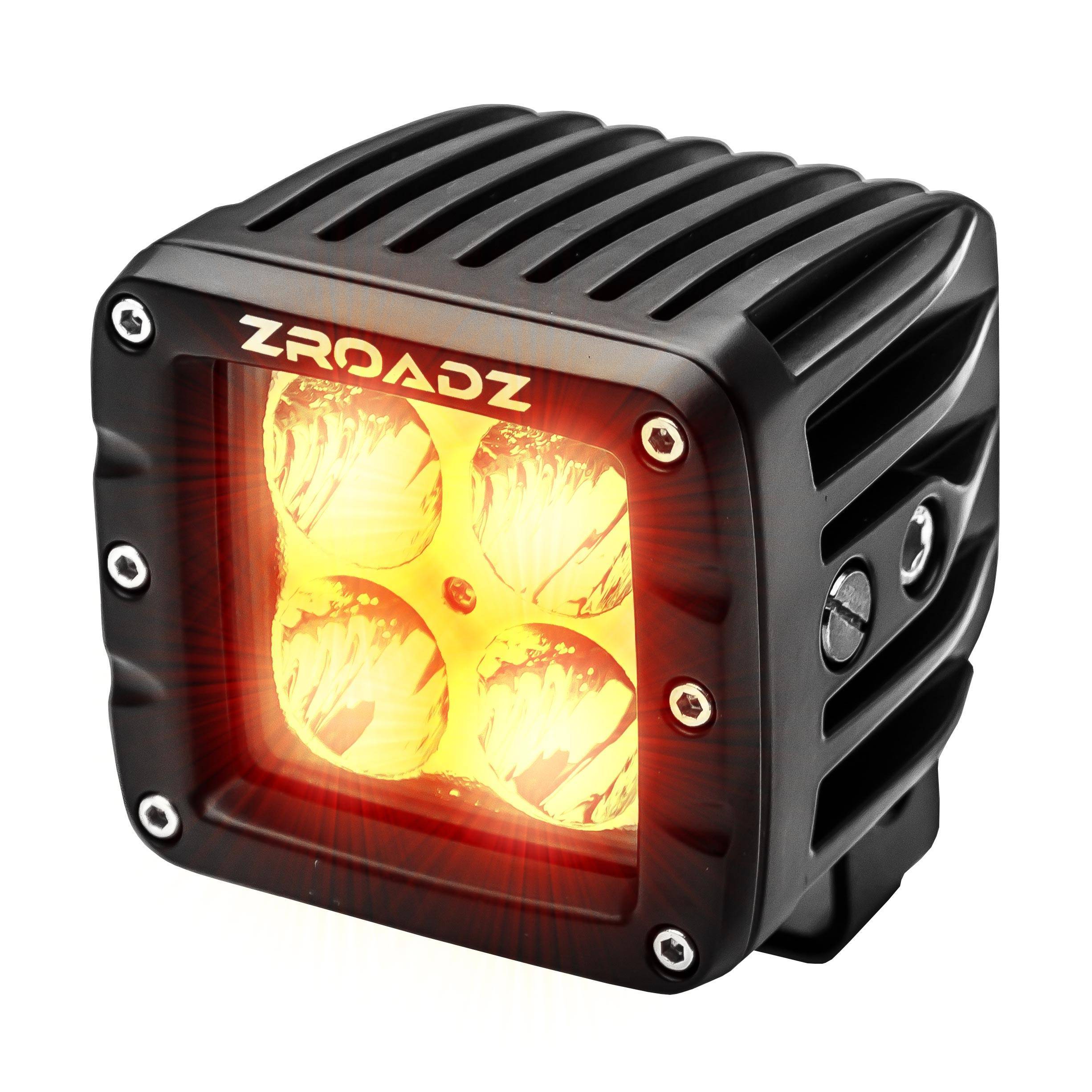 ZROADZ OFF ROAD PRODUCTS - 3 Inch AMBER LED Flood Beam Pod Light - PN #Z30BC20W-2-E4A
