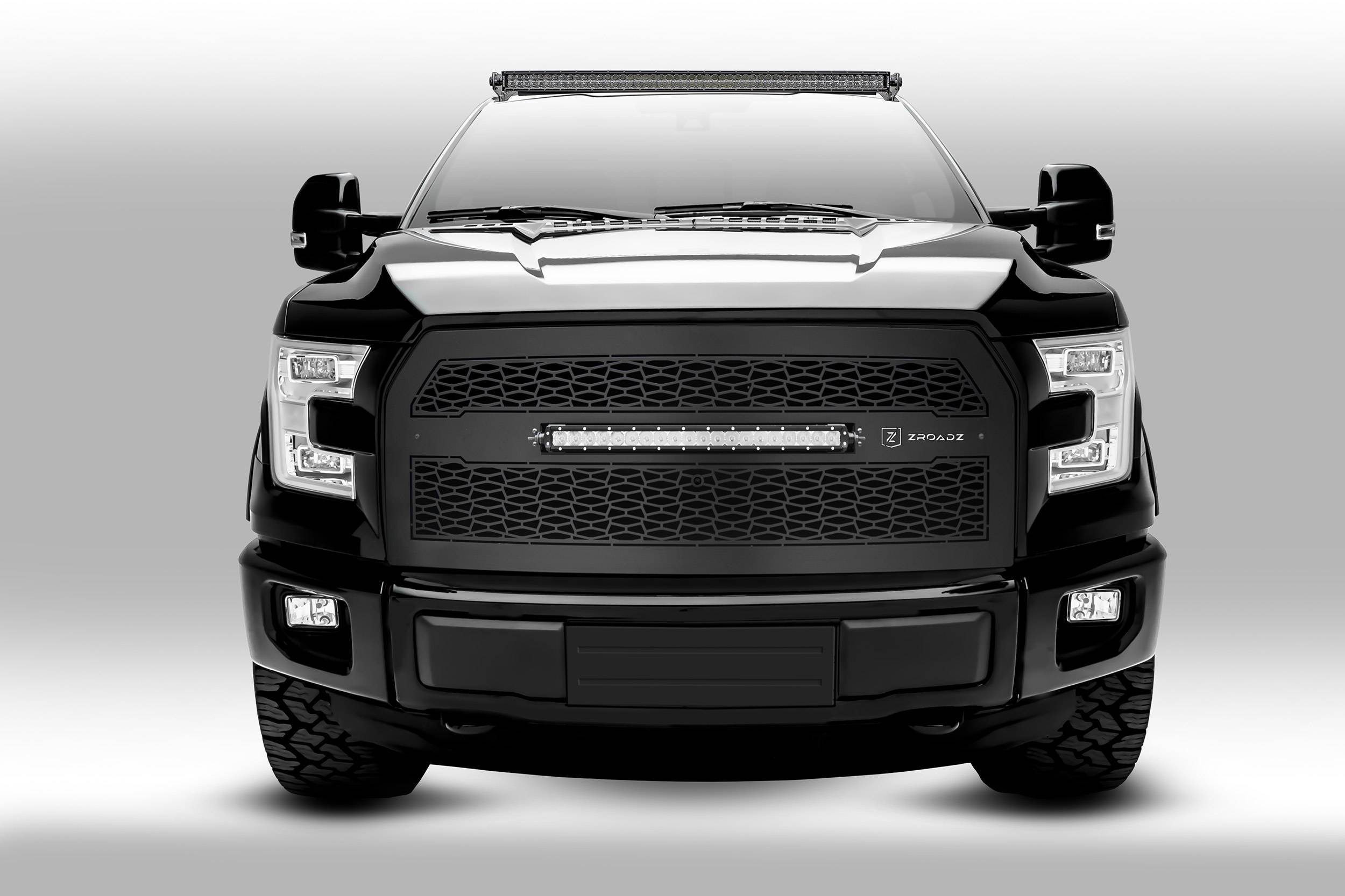 ZROADZ OFF ROAD PRODUCTS - 2015-2021 Ford F-150 Front Roof LED Kit with 50 Inch LED Curved Double Row Light Bar - Part # Z335731-KIT-C