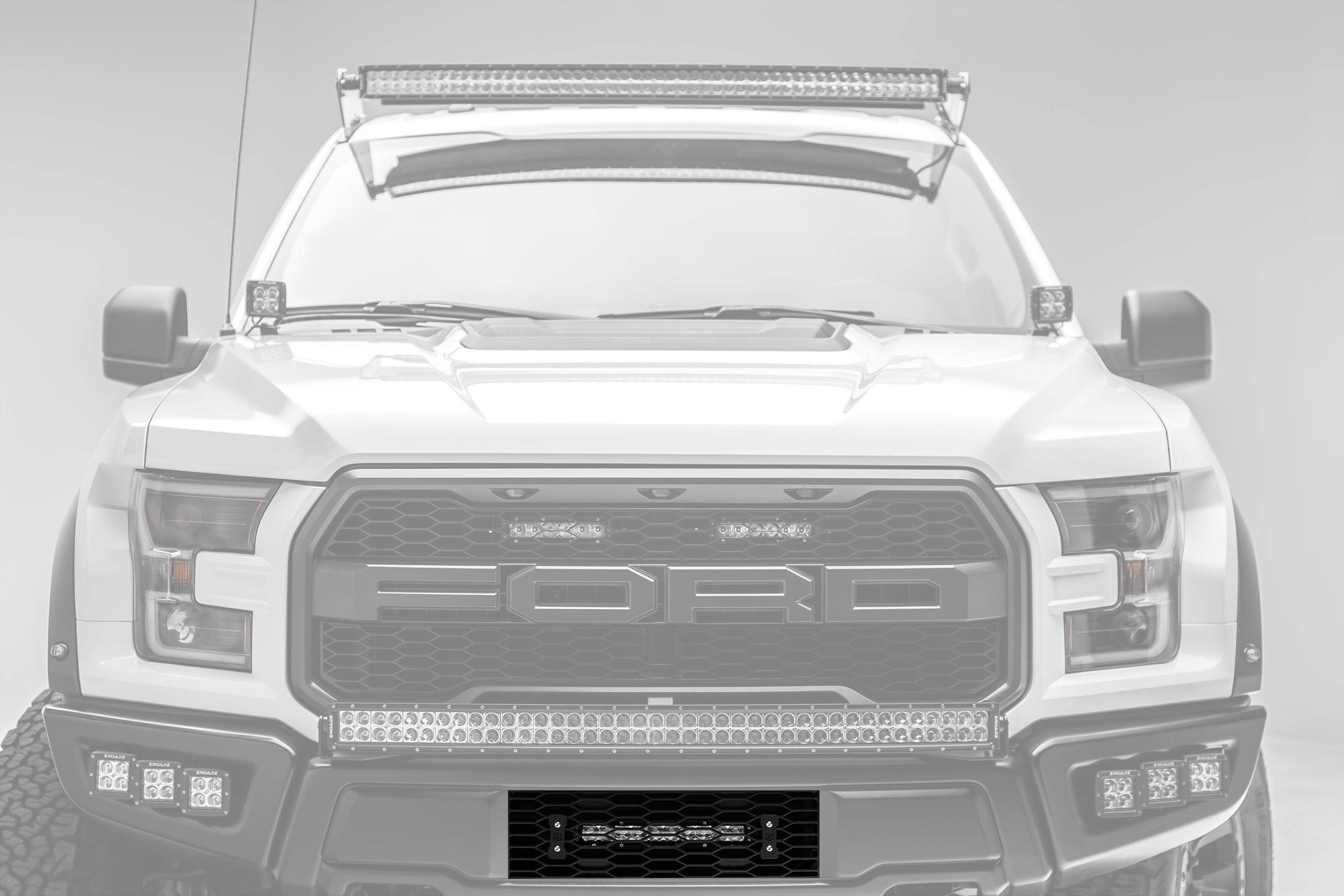 ZROADZ OFF ROAD PRODUCTS - 2017-2021 Ford F-150 Raptor OEM Bumper Grille LED Kit with 10 Inch LED Single Row Slim Light Bar - PN #Z415661-KIT