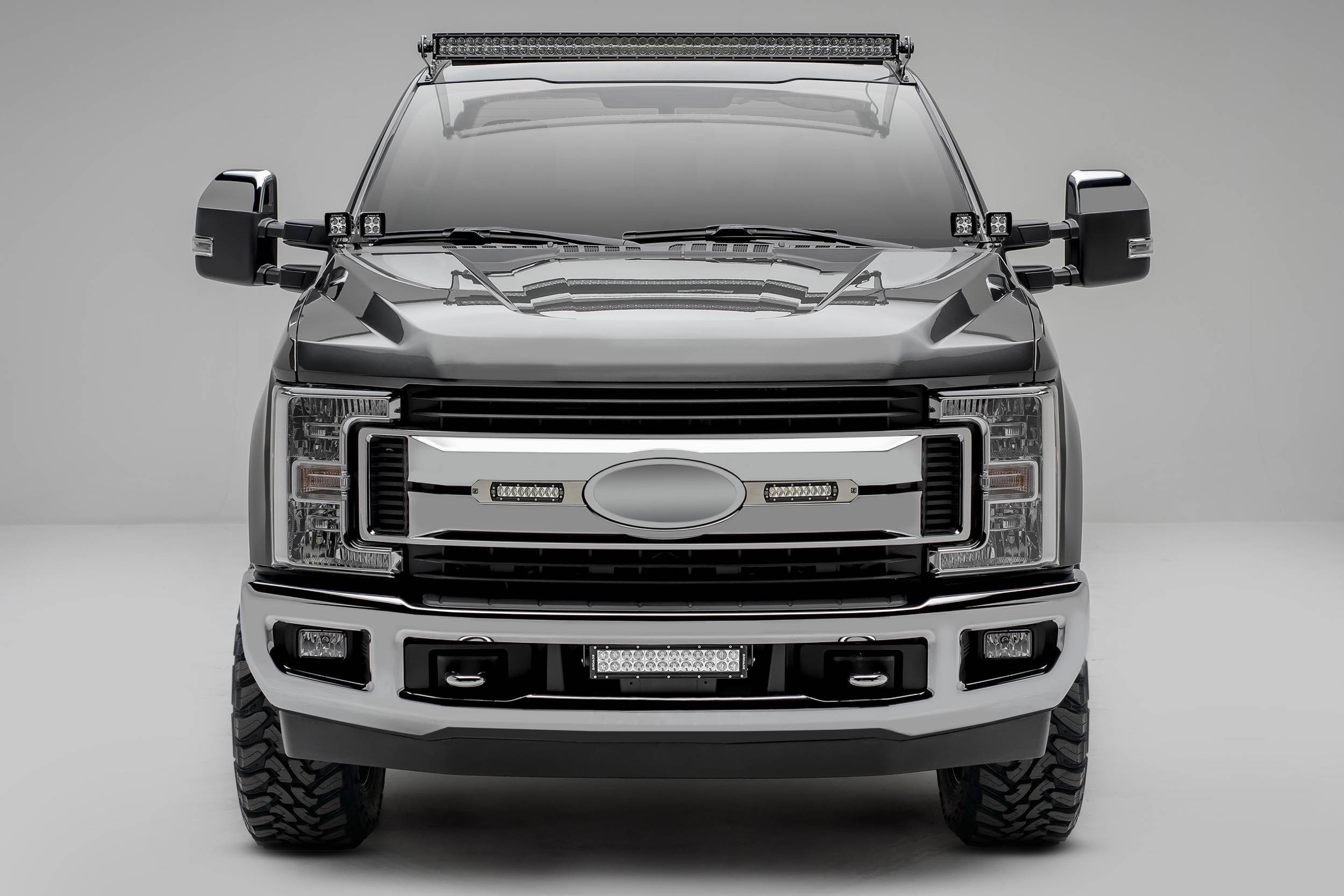ZROADZ OFF ROAD PRODUCTS - 2017-2019 Ford Super Duty XLT, XL STX OEM Grille LED Kit with (2) 6 Inch LED Straight Single Row Slim Light Bars, Brushed - PN #Z415573-KIT