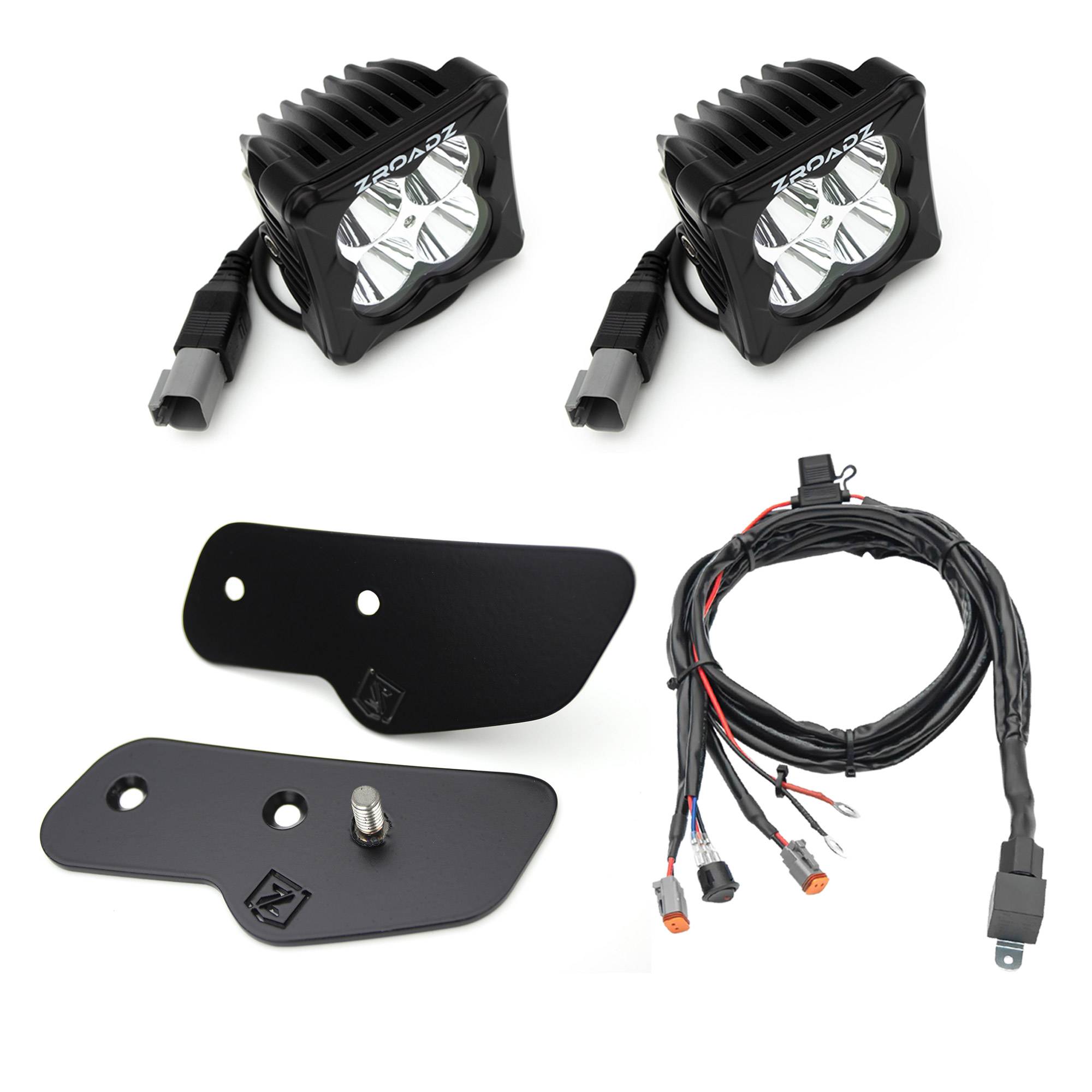 ZROADZ OFF ROAD PRODUCTS - 2021-2024 Ford Bronco LED Kit with (2) 3 Inch White LED Pod Lights - PN #Z365401-KIT2