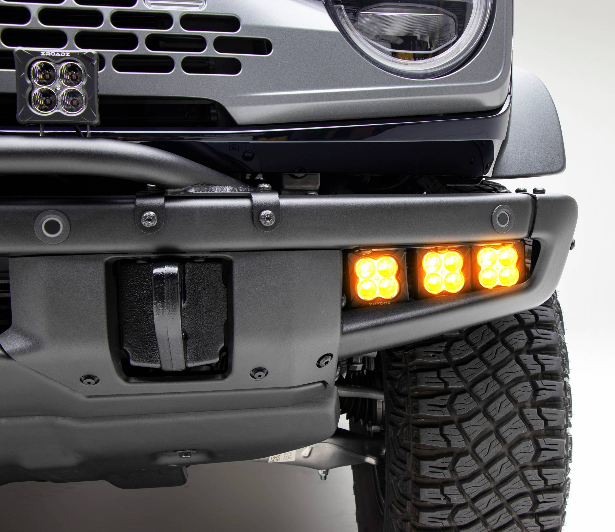 ZROADZ OFF ROAD PRODUCTS - 2021-2024 Ford Bronco Front Bumper OEM Fog LED Kit with (6) 3 Inch Amber LED Pod Lights - PN #Z325401-KITA