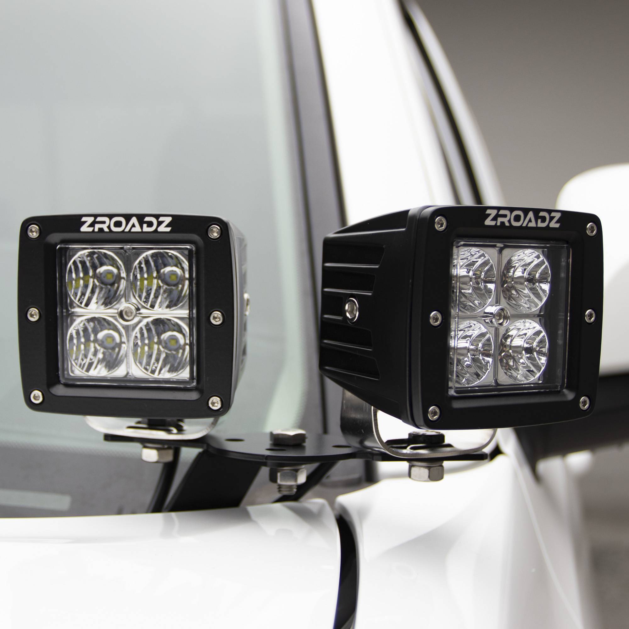 ZROADZ OFF ROAD PRODUCTS - 2014-2018 Silverado, Sierra 1500 Hood Hinge LED Kit with (4) 3 Inch LED Pod Lights - Part # Z362081-KIT4