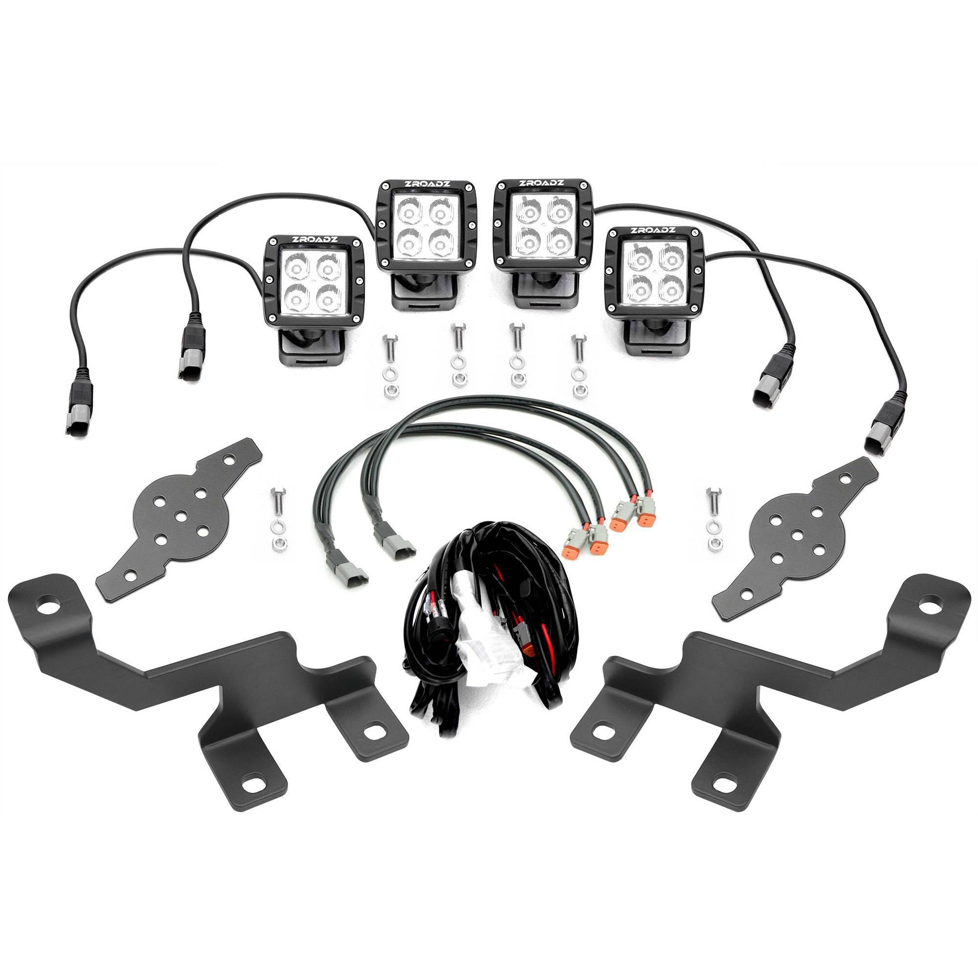 Ford Hood Hinge LED Kit with (4) 3 Inch LED Pod Lights - PN