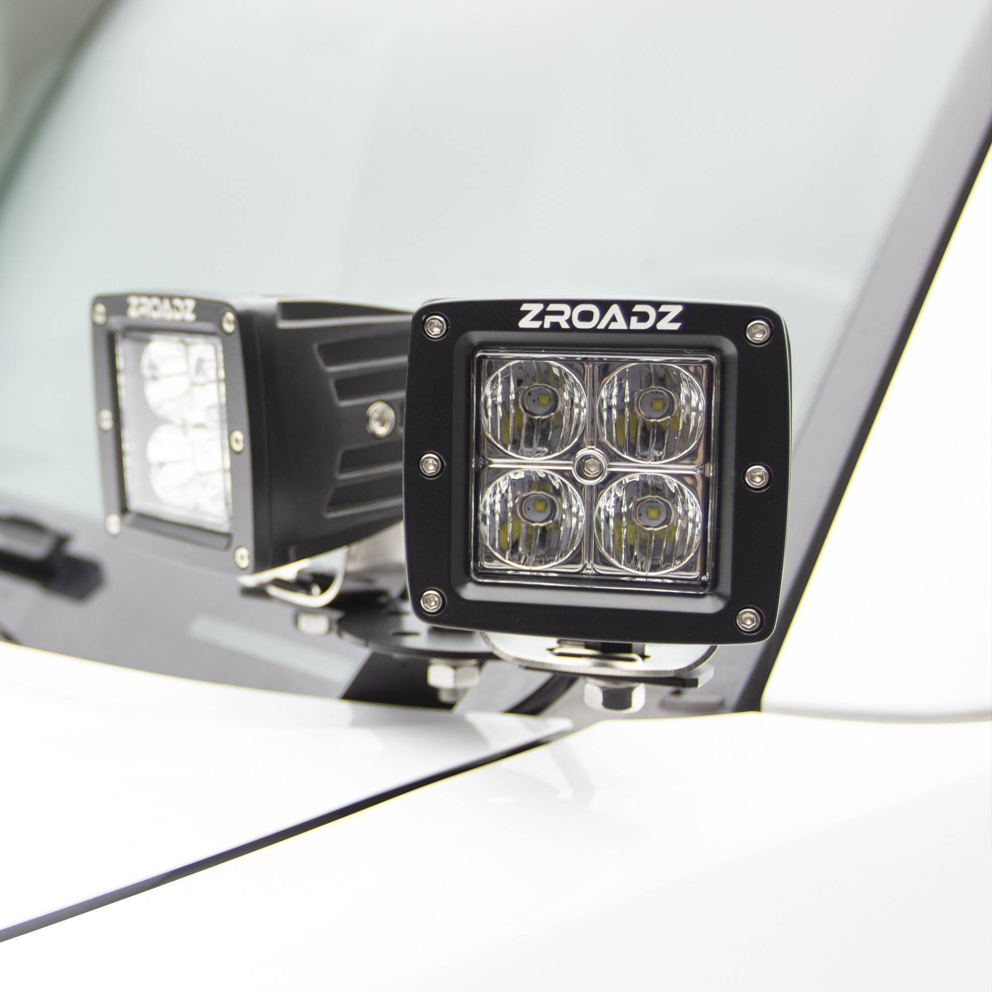 ZROADZ OFF ROAD PRODUCTS - 2014-2020 Toyota 4Runner Hood Hinge LED Kit with (4) 3 Inch LED Pod Lights - PN #Z369491-KIT4