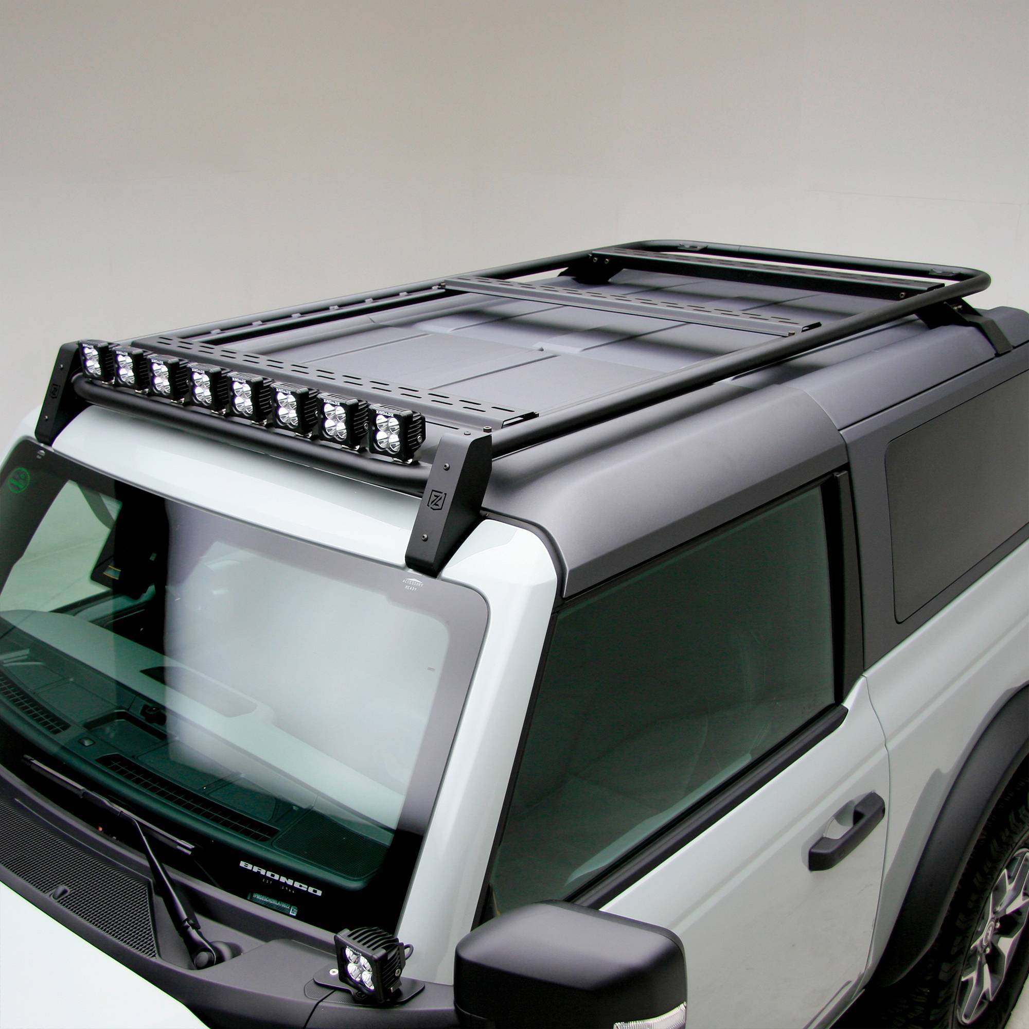 ZROADZ OFF ROAD PRODUCTS - 2021-2022 Ford Bronco 2 Door Roof Rack KIT, Includes (6) 3 inch ZROADZ White and (2) Amber LED Pods Lights - Part # Z845211