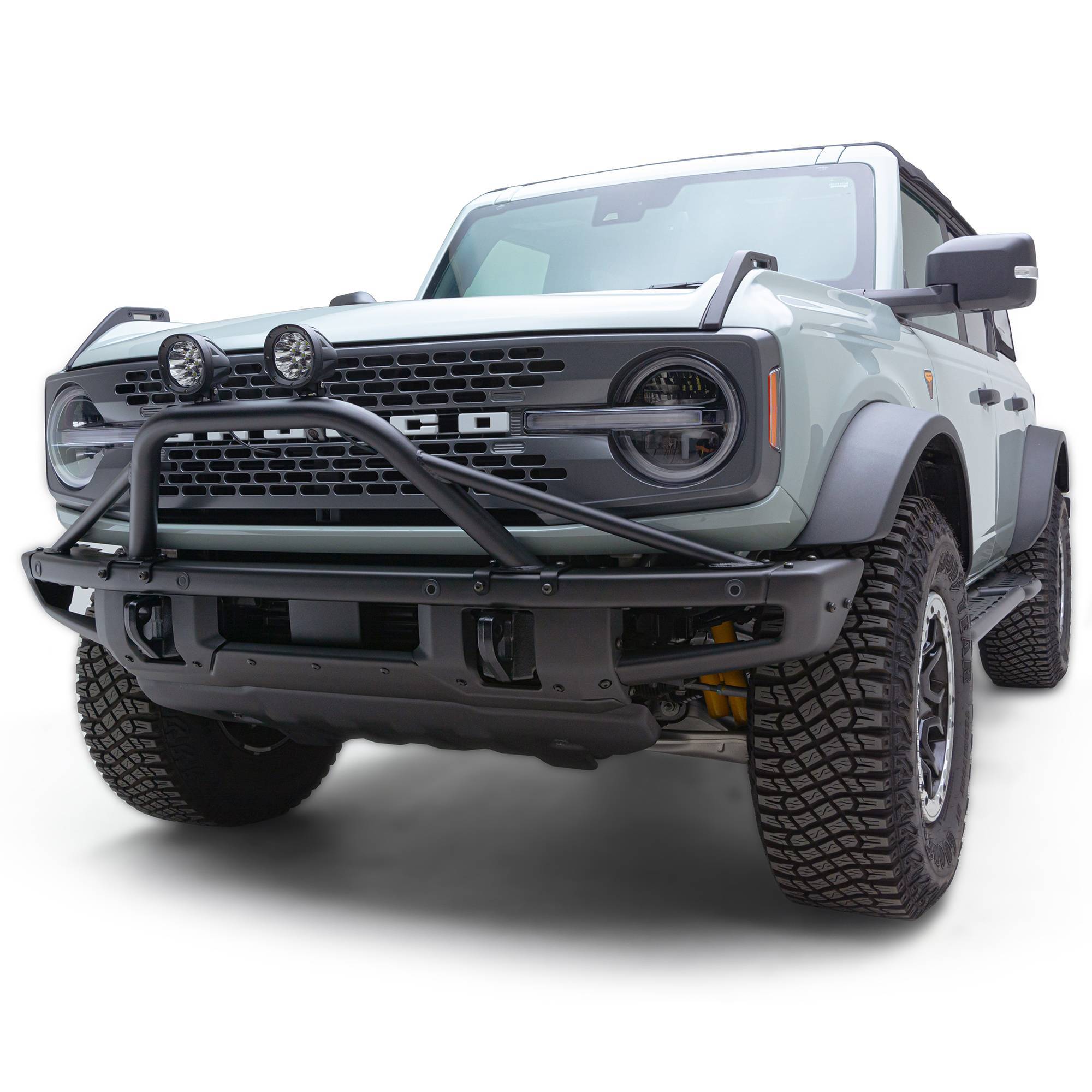ZROADZ OFF ROAD PRODUCTS - 2021-2024 Ford Bronco Prerunner Baja Bar (Mid-Length Hoop) LED Kit Includes (2) 4 inch Round White ZROADZ LED Pod Lights - Part # Z325451-KIT