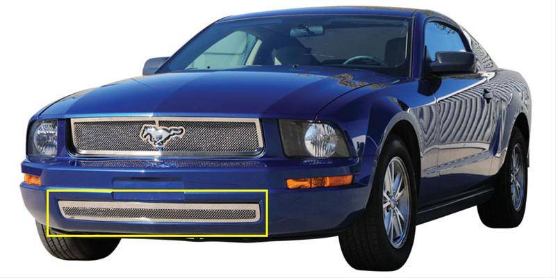 T-REX Grilles - 2005-2009 Mustang LX Upper Class Bumper Grille, Polished, 1 Pc, Bolt-On - PN #55515
