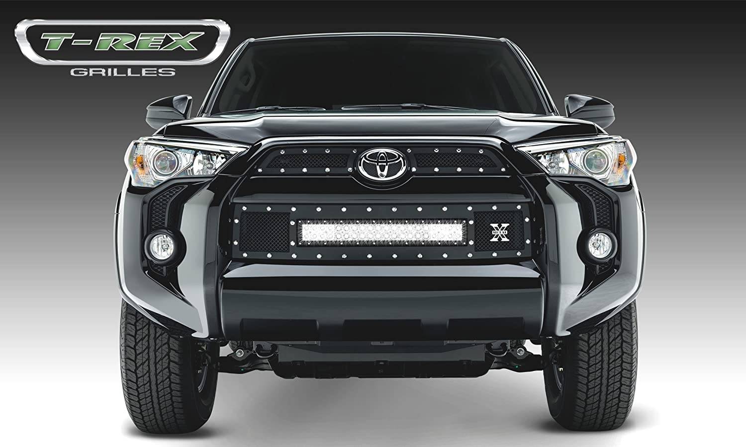 T-REX Grilles - 2014-2019 Toyota 4Runner Torch Grille, Black, 3 Pc, Insert, Chrome Studs, Incl. (1) 20" LED - PN #6319491