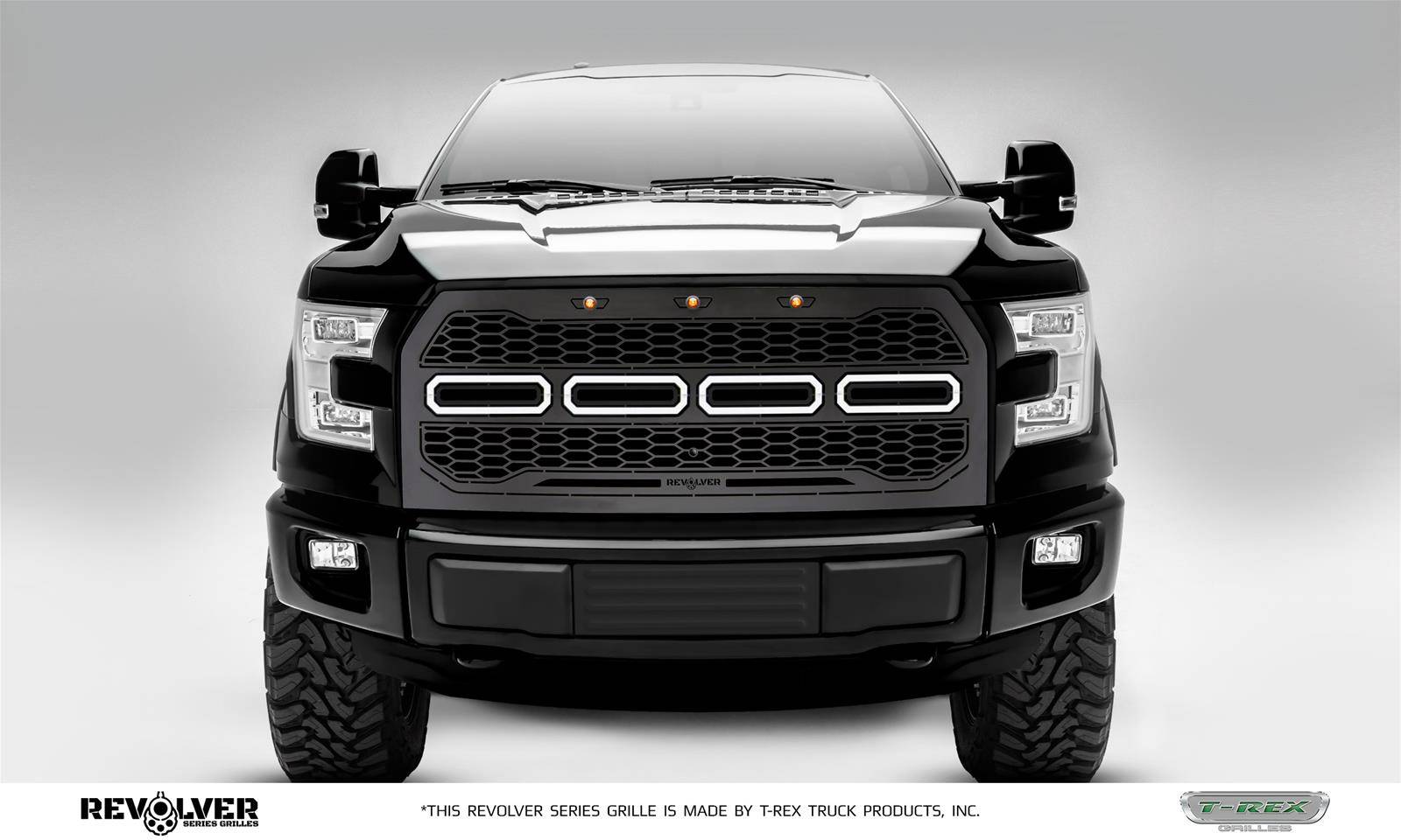 T-REX Grilles - 2015-2017 F-150 Revolver Grille, Black, 1 Pc, Replacement, Fits Vehicles with Camera - PN #6515771