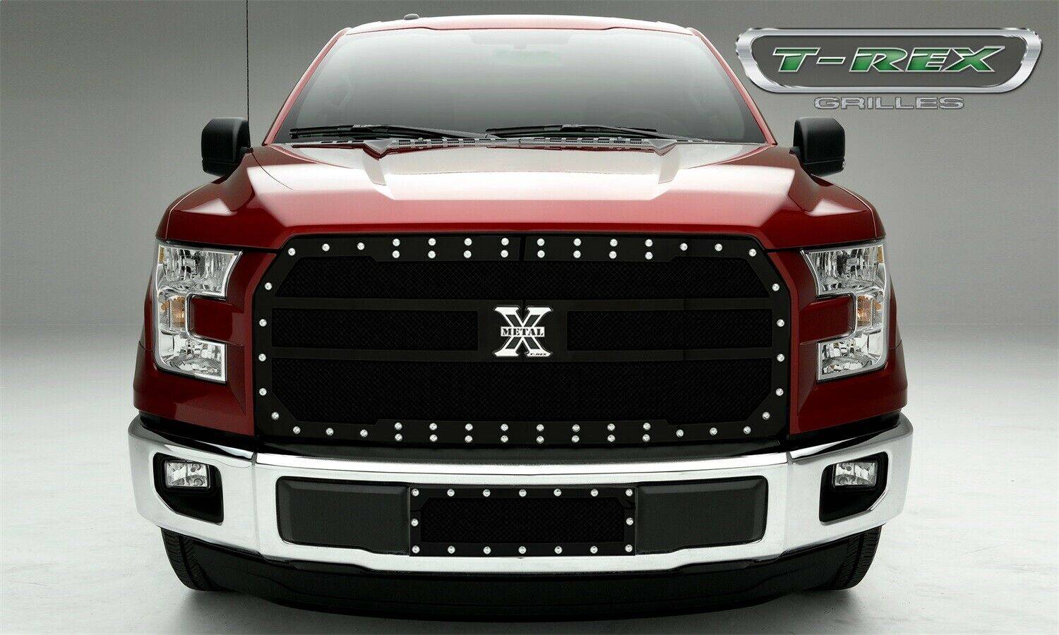 T-REX Grilles - 2015-2017 F-150 X-Metal Grille, Black, 1 Pc, Replacement, Chrome Studs - PN #6715731