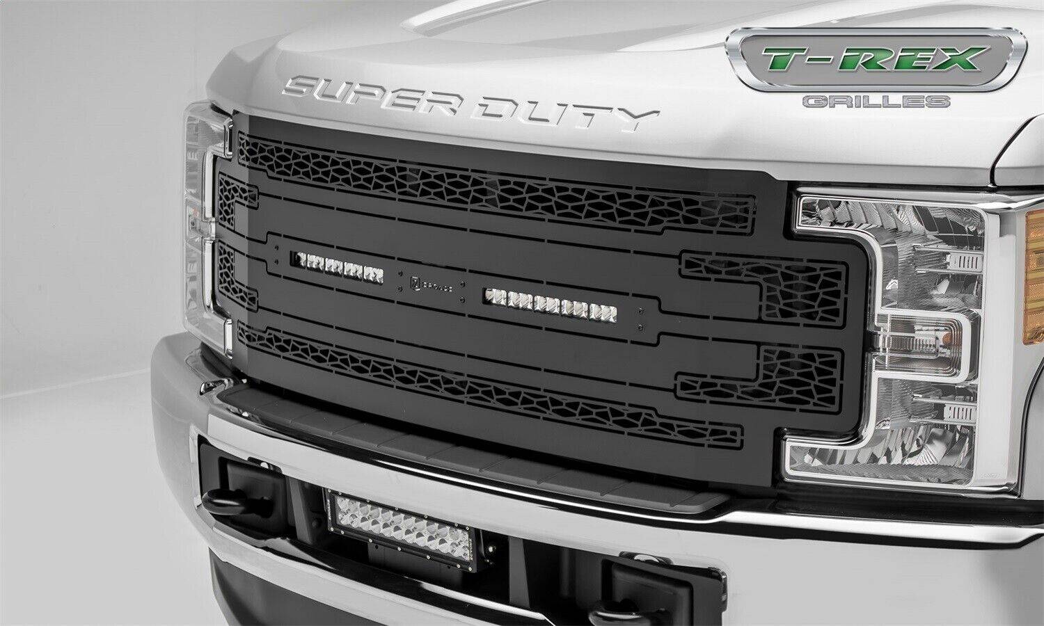 T-REX Grilles - 2017-2019 Super Duty ZROADZ Grille, Black, 1 Pc, Replacement, Incl. (2) 10 LEDs - PN #Z315471 - Special Order - 4 weeks lead time