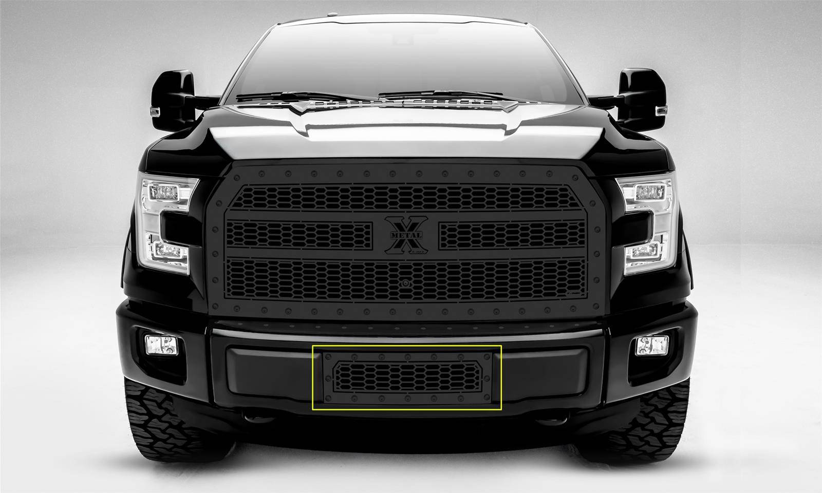T-REX Grilles - 2015-2017 F-150 Stealth Laser X Bumper Grille, Black, 1 Pc, Insert, Black Studs - PN #7725731-BR