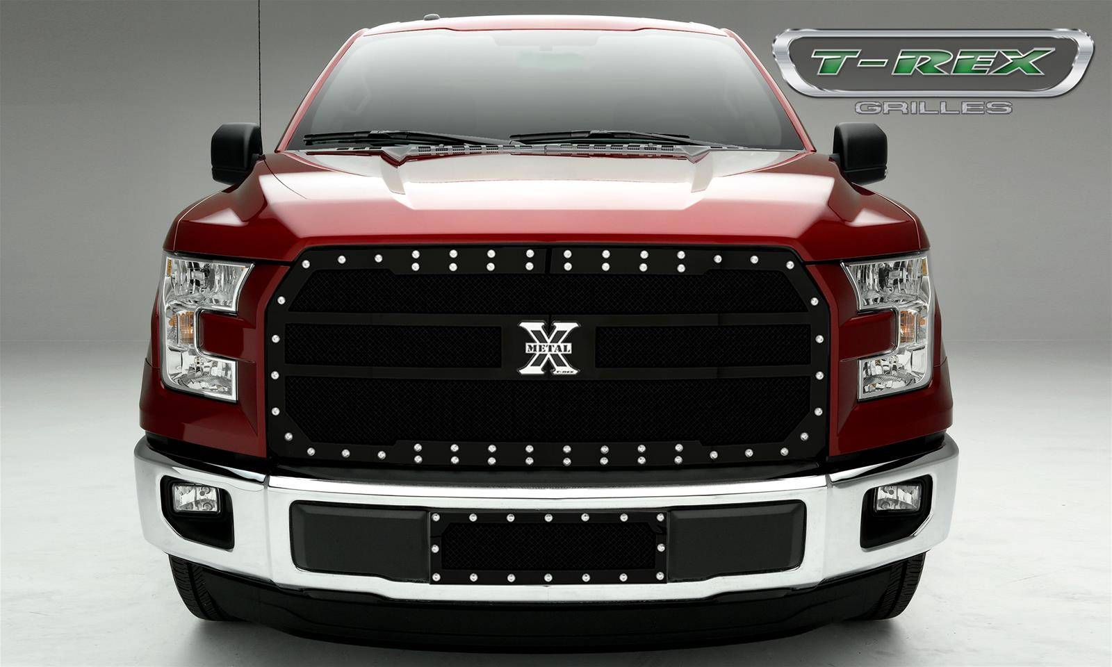 T-REX Grilles - 2015-2017 F-150 Stealth X-Metal Grille, Black, 1 Pc, Replacement, Black Studs - PN #6715731-BR