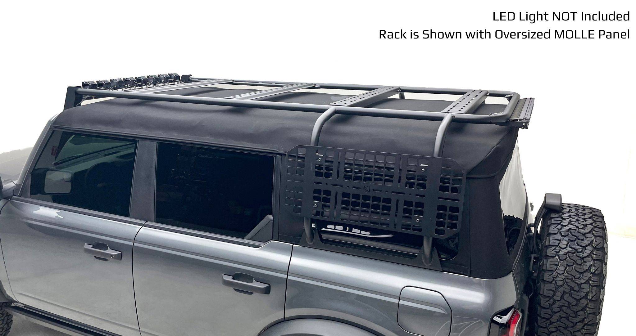 ZROADZ OFF ROAD PRODUCTS - 2021-2022 Ford Bronco Soft Top Rack with Small Molle Panels for 4 Door Models - PN #Z845481