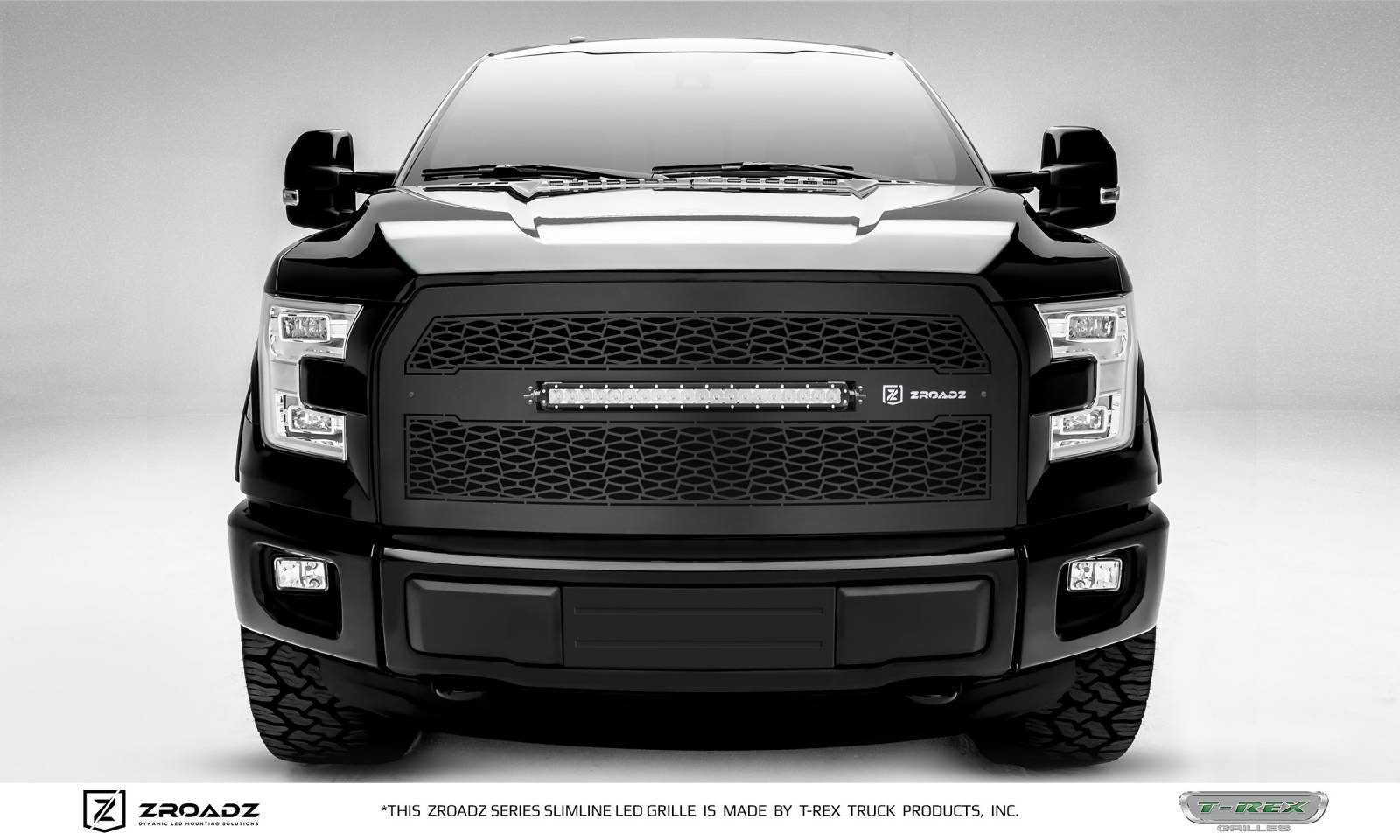 T-REX Grilles - 2015-2017 Ford F-150 ZROADZ LED Grille, Black, 1 Pc, Replacement with (1) 20 LED, Does Not Fit Vehicles with Camera - Part # Z315731