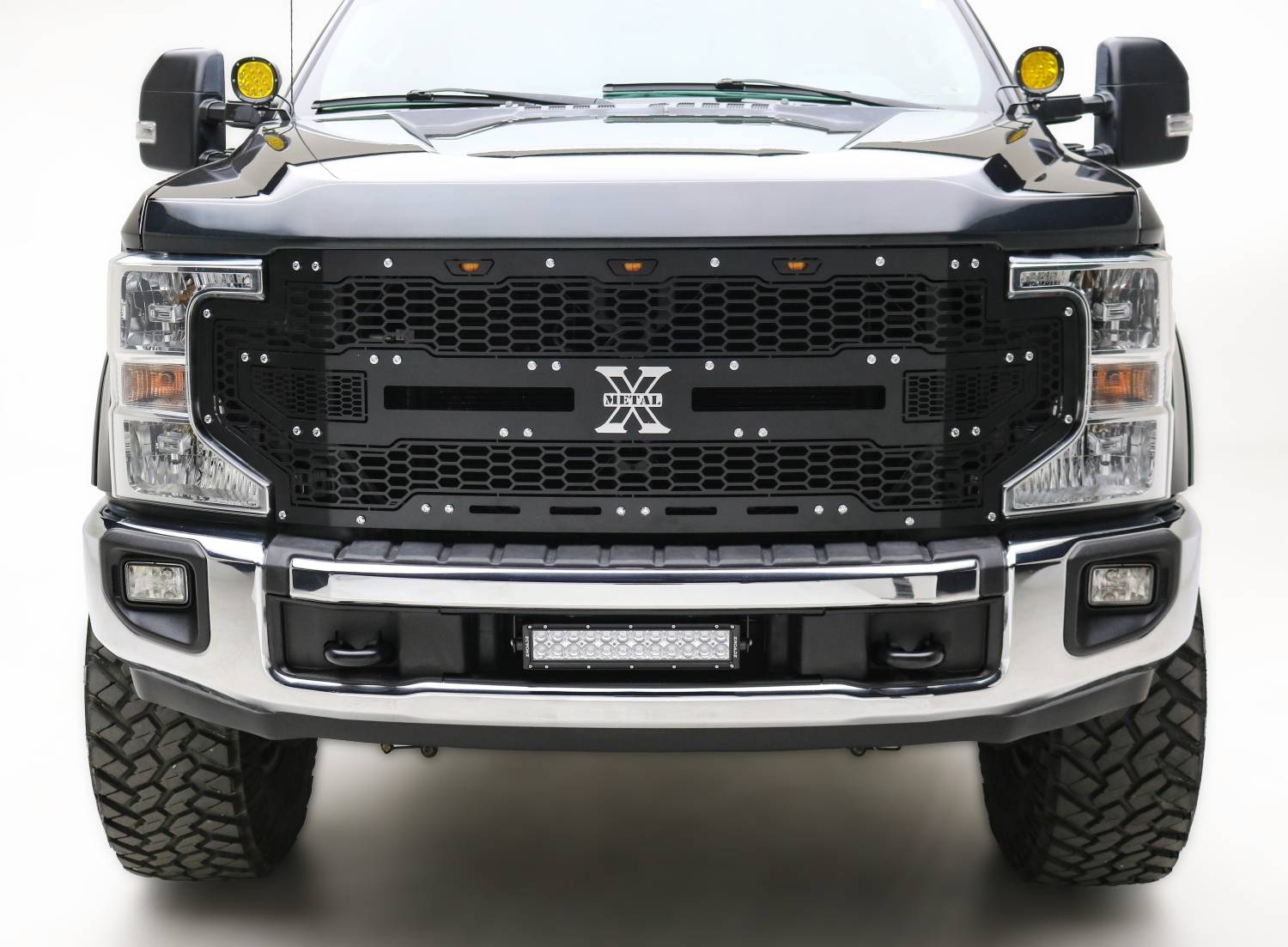 T-REX Grilles - 2020-2022 Super Duty Laser X Grille, With Front View Camera,  Black, 1 Pc, Replacement, Chrome Studs - Part # 7715671