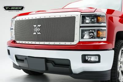 T-REX Grilles - 2014-2015 Silverado 1500 X-Metal Grille, Polished, 1 Pc, Replacement, Chrome Studs, Fulll Opening - Part # 6711190 - Image 1