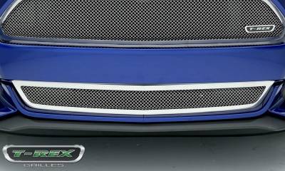 T-REX Grilles - 2015-2017 Mustang GT Upper Class Series Mesh Bumper Grille, Polished, 1 Pc, Overlay - Part # 55530 - Image 3