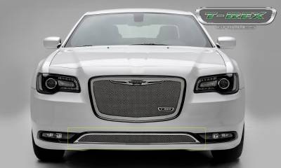 T-REX Grilles - 2015-2018 Chrysler 300 Upper Class Series Mesh Bumper Grille, Polished, 1 Pc, Overlay, Only fits models without adaptive cruise control - Part # 55436 - Image 1