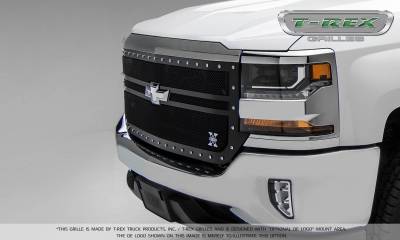 T-REX Grilles - 2016-2018 Silverado 1500 X-Metal Grille, Black, 1 Pc, Replacement, Chrome Studs, 2 Bar Design - Part # 6711301 - Image 3