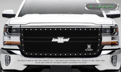T-REX Grilles - 2016-2018 Silverado 1500 X-Metal Grille, Black, 1 Pc, Replacement, Chrome Studs, 2 Bar Design - Part # 6711301 - Image 1