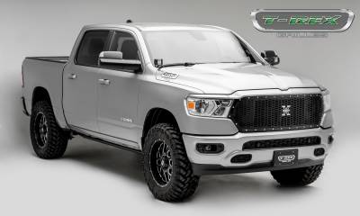 T-REX Grilles - 2019-2024 Ram 1500 Laramie, Lone Star, Big Horn, Tradesman Laser X Grille, Black, 1 Pc, Replacement, Chrome Studs - Part # 7714651 - Image 5