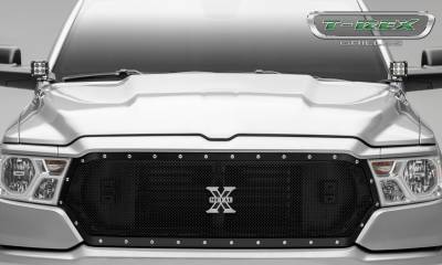 T-REX Grilles - 2019-2021 Ram 1500 Laramie, Lone Star, Big Horn, Tradesman X-Metal Grille, Black, 1 Pc, Replacement, Chrome Studs, Does Not Fit Vehicles with Camera - Part # 6714651 - Image 2