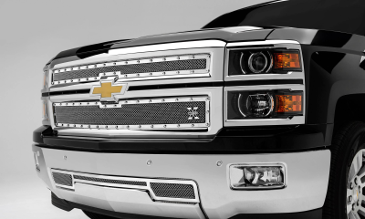 T-REX Grilles - 2014-2015 Silverado 1500 Z71 X-Metal Grille, Polished, 2 Pc, Overlay, Chrome Studs - Part # 6711200 - Image 1