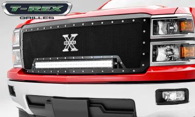 T-REX Grilles - 2014-2015 Silverado 1500 Torch Grille, Black, 1 Pc, Replacement, Chrome Studs with (1) 30" LED - Part # 6311191 - Image 2