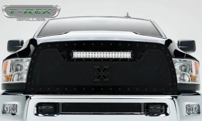 T-REX Grilles - 2013-2018 Ram 2500, 3500 Stealth Torch Grille, Black, 1 Pc, Replacement, Black Studs with (1) 20" LED - Part # 6314521-BR - Image 1