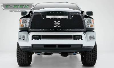 T-REX Grilles - 2010-2012 Ram 2500, 3500 Torch Grille, Black, 1 Pc, Replacement, Chrome Studs with (1) 20" LED - Part # 6314531 - Image 3