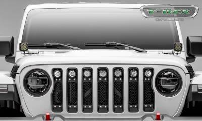 T-REX Grilles - Jeep Gladiator, JL Torch Grille, Black, 1 Pc, Insert, Chrome Studs, Incl. (7) 2" LED Round Lights, without Forward Facing Camera - Part # 6314931 - Image 5